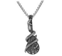 SHERCHPRY Men Stainless Steel Snake Guitar Pendant Necklace Cool Durable Neck Chain for Beach Parties Everyday Wear Lightweight Design for Surfing Social Events Unique for Music Lovers