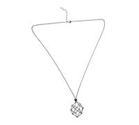 SHERCHPRY Metal Crystal Holder Cage Necklace Hollow Pendant with Black Woven Net Gemstone Stone Holder Cord for DIY Jewelry Elegant Raw Stone Display Accessory