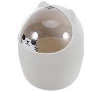 SHERCHPRY Mini Desktop Trash Can with Flip Lid, Small Portable Garbage Bin for Office and Room, Cute Grey Bear Design Tiny Wastebasket for Tabletop Storage