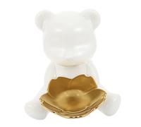 SHERCHPRY Minimalist White Ceramic Bear Storage Plate Multi Functional Desktop Ornament for Item Organization Porcelain Craft with Elegant Decorative Design