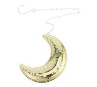 SHERCHPRY Moon Shaped Disco Ball Hanging Decor with Retro Reflective Glass Pendant, Golden Colour, Enhances Decorative Effects and Adds Party Atmosphere, for Weddings and Dance Events