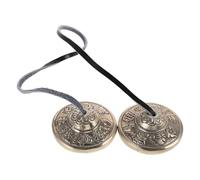 SHERCHPRY Nepalese Copper Tingsha Bells for Meditation Handcrafted Tibetan Percussion Cymbals with Eight Auspicious Symbols Mindfulness Chime Bells for Yoga Relaxation and Sound Therapy