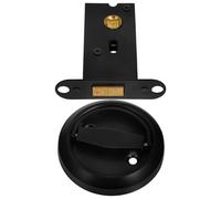 SHERCHPRY Pocket Door Lock 304 Stainless Steel Recessed Lock Concealed Pull Handle Invisible Design Round Contemporary Style Black for Privacy and Security