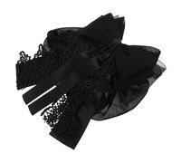 SHERCHPRY Professional Head Flower for Nurse Bank Worker Air Hostess Black Mesh Fabric Bowknot Design Hair Bun Clip Cover Handmade Crochet Bun Cover for Hair Styling