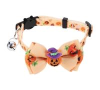 SHERCHPRY Pumpkin Pet Collar Adjustable Polyester Bow Halloween Themed Neck Decoration for Pet and Long-haired Cat Birthday Party Outdoor Places