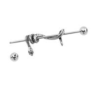SHERCHPRY Punk Gothic Snake Ear Bone Barbell Earring Titanium Steel Cartilage for Tragus Piercing Minimalist Serpent Design for Women and Men