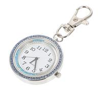 SHERCHPRY Quartz Keychain Pocket Watch with Blue Rhinestone Dial, Stainless Steel Nurse Hanging Pendant, Unisex Portable Watch for Doctors and Children