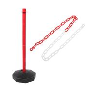 SHERCHPRY Refillable Plastic Traffic Safety Bollard with Red Post and 1m Red-White Chain Barrier for Driveway Parking Lot Road Construction Safety Delineator Post