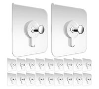 SHERCHPRY Removable Wall Hook Adhesive, Stainless Steel and Acrylic Material , No Drilling Required 40pcs Heavy Duty Nail-Free Picture Hanging Sticker for Residue Photo Canvases Decor