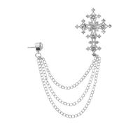 SHERCHPRY Retro Cross Tassel Brooch Pin with Rhinestones Alloy Punk Style Lapel Pin for Sweater Coat and Suit Versatile Chain Clip Accessory for Women Party and Everyday Wear