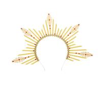SHERCHPRY Retro Headband for Women Lightweight Comfortable to Wear Yellow Plastic and Metal Goddess Headpiece for Engagements and Beauty Pageants
