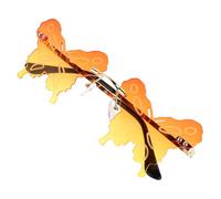 SHERCHPRY Rimless Butterfly Sunglasses for Women Men Gradient Orange-yellow Funky Eyewear with Rhinestone Bling Lightweight Metal Frame Party Glasses for Halloween Christmas Festivals