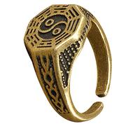 SHERCHPRY Ring Trendy Statement Jewelry Open Band Ring Chinese Style Taoism Brass Material Skin Friendly and Comfortable Features for Men and Women Suitable for Club and Prom