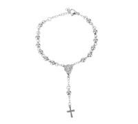SHERCHPRY Rosary Bracelet with Jesus Cross Pendant Durable Retro Wrist Chain Decoration for Men Women Punk Style Jewelry Gift