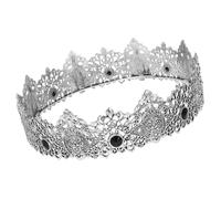 SHERCHPRY Rustic King Crown Tiara Vintage Pearl Design for Men Baroque Style Birthday Party Hats Medieval Costume Accessories Halloween and Prom Wear