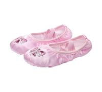 SHERCHPRY Satin Ballet Practice Shoes for Embroidered Sequins Dance Footwear Non Slip Split Sole Yoga Shoes Pink for Ballet Jazz Gymnastics More