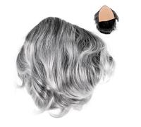 SHERCHPRY Short Balding Toupee Wig for Men Realistic Grey Bald Cap for Halloween Cosplay Costume Parties Comfortable Fit Easy to Match with Outfits Synthetic Fibers for Natural Look