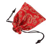 SHERCHPRY Silk Drawstring Jewelry Pouch Bag for Small Items and Buddhist Prayer Beads, Wear Resistant Portable Fortune Bag in Elegant Red for Travel and Daily Use