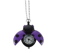 SHERCHPRY Small Violet Insect Pocket Watch Necklace Pendant with Quartz Movement, Cute Beetle Purse Charm Keychain for Women’s Handbag Accessories and Daily Use Assorted Style