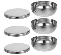 SHERCHPRY Soup Rice Noodle Bowls Set Bowls with Lid Stainless Steel 3pcs Multi-Purpose Korean Style Lightweight Metal for Home Dining and Food Serving