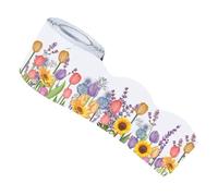 SHERCHPRY Spring Tulip Scalloped Border Trim Roll 7.6cm x 15m, Floral Bulletin Board Decoration Stickers for Classroom, Office and Home, Cork and Whiteboard Compatible, Spring Bulletin Board