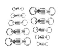 SHERCHPRY Stainless Steel Fishing Rolling Barrel Swivel Compact and Portable Design 10pcs with Bearing Silver Colour for Walleye and Sea Trout for Saltwater and Freshwater Fishing