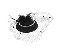 SHERCHPRY Top Hat Headdress Vintage Women's Mesh Veil Pearl Fascinator for Tea Party Wedding Special Occasion Retro Style for Women
