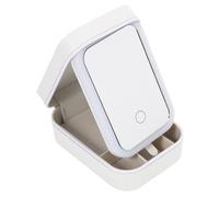 SHERCHPRY Travel Makeup Organizer Box with LED Lighted Mirror Small Cosmetic Case for Outdoor Use Durable Faux and Design Elegant Storage for Neat Organization