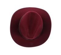 SHERCHPRY Unisex Dark Red Cowboy Hat Wide Brim Felt Jazz Hat for Western Style Outfits Halloween Cosplay and Festive Parties Comfortable and Warm Autumn Winter Accessory