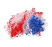 SHERCHPRY Usa Flag Color Fluffy Wig Football Supporter Headpiece for Men Women Soft Fit Soccer Fan Costume Accessory for National Team Spirit and Flag-themed Parties