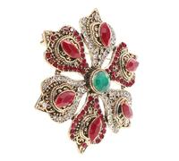 SHERCHPRY Vintage Baroque Flower Brooch Pin Antique and Elegant Rhinestone Lapel Pin for Women Six Treasure Lotus Motif Jewelry for Holiday Dress Accessories