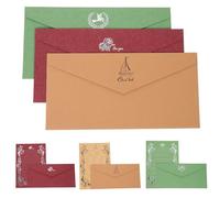 SHERCHPRY Vintage Business Invitation Card Set with Gold Foil, 12pcs Stationery Set Including Envelopes and Writing Paper, 3 Designs (Green Dove, Kraft Sailboat, Burgundy Rose) for Formal