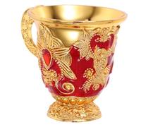 SHERCHPRY Vintage European Style Zinc Alloy Wine Goblet with Embossed Floral Pattern, Break-Resistant and Versatile Drinking Cup for Home Use and Camping