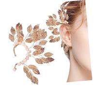 SHERCHPRY Vintage Leaf Crystal Ear Cuff Non Pierced Clip Earring for Women Left Side Metal Ear Bone Wrap with Retro Design Fade Resistant Fashion Accessory