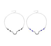 SHERCHPRY Vintage Moon Pattern Bridal Head Chain 2pcs, Hollow Crescent Alloy Hair Accessories for Wedding Bride, Frontlet Crystal Tiara in Antique Silver Black and Dark Blue Drops