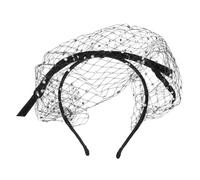 SHERCHPRY Vintage Princess Bridal Fascinator Headband with Rhinestone Veil Elegant Black Mesh Bow Hair Accessory for Weddings Tea Parties Proms Comfortable and Secure Women Veil Hairpiece