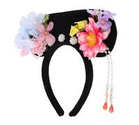 SHERCHPRY Vintage Qing Dynasty Hair Hoop Retro Chinese Princess Headband with Artificial Flowers and Tassels Elegant Royal Court Style Hairband for Women Wedding Photography and Cosplay