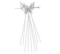 SHERCHPRY Vintage Silver Butterfly Chignon Pin with Long Pearl Tassel Elegant Hair Stick for Women Durable Decorative Hair Accessory for Cosplay Birthdays and Daily Styling