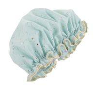 SHERCHPRY Waterproof Double Layer Shower Cap for Women, Reusable Large Hair Shower Cap Elastic Band, Thickened Cotton Blend Bath Accessory Suitable for Long Hair, Blue Star Pattern