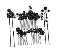 SHERCHPRY Wedding Hair Forks Set Black Bridal Hair Pins with Fairy Fake Pearls for Elegant Updos Chignon