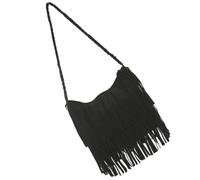 SHERCHPRY Women's Fringe Crossbody Shoulder Bag Tassels, Black | Polyester Finish, Spacious Interior, Handbag or Crossbody Wear, Weekend Shopping Use, Retro Style