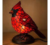 Sheremart Cardinal Lamp, Cardinal Bird Lamp, Red Resin Birds Desk Light, Handmade Stained Glass Red Bird Accent Lamps, Home, Office Desk, Bedroom Decor, for Christmas