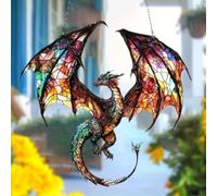 Sheremart Dragonglint - the Sun Catcher That Lights up Your Window and Your Spirit, 8in Halloween Hunging Acrylic Stained Glass Dragonglint Suncatcher for Christmas Tree Decorations (E)