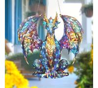Sheremart Dragonglint - the Sun Catcher That Lights up Your Window and Your Spirit, 8in Halloween Hunging Acrylic Stained Glass Dragonglint Suncatcher for Christmas Tree Decorations (A)