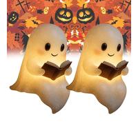 Sheremart Glowspirit, Cute Ghost Reading Book Lamp, Halloween Glow Spirit Night Light Book, 3D Warm Lighted Indoor Ghost Lamps, for Bedroom Study Room, Readers (2)