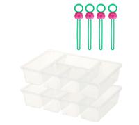 Sherfire 2-Pack Fridge Veggie Tray Organisers - Non-Airtight Lids for Better Fruit and Veggie Storage, Clear Plastic Containers with 5 Compartments - Includes 4 Silicone Storage Ties