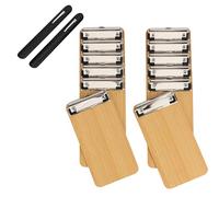 Sherfire Set of 12 Wooden Cheque Presenters - 20 x 13 cm (8 X 5 in) Mini Clipboard Bill Holders with Metal Clip - Includes 2 Crumb Sweepers - Ideal for Restaurants, Cafés, Hotels