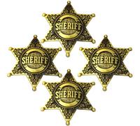 Sheriff Badge, 4-Piece Set of Bronze Sheriff Star Pins, Authentic Western Design for Costume Parties and Role-Play Events, Collectible Metal Badges for Themed Celebrations and Gifting Occasions