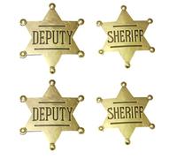Sheriff Badge Adult, Set of 4 Bronze Western Law Enforcement Badges, Police Commemorative Badge,Retro Honor Medal Pin, Costume Accessories and Collectible Displays