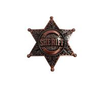 Sheriff Badge Vintage Bronze Star Pin Cowboy Western Police America USA Deputy Metal Shiny Fancy Dress Up Halloween Costume